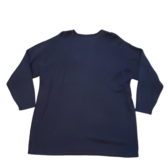 Apart Impressions Womens 3X Wool Blend Navy Knit Appliqué Sweater Pullover - Picture 7 of 7